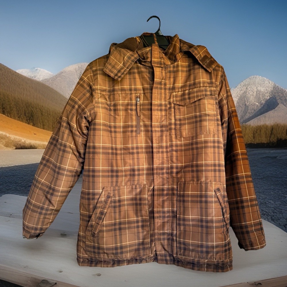 Y2K EUC‎ Arizona Plaid Hooded winter warm coat ski Jacket Kid 18-20 Super Cozy